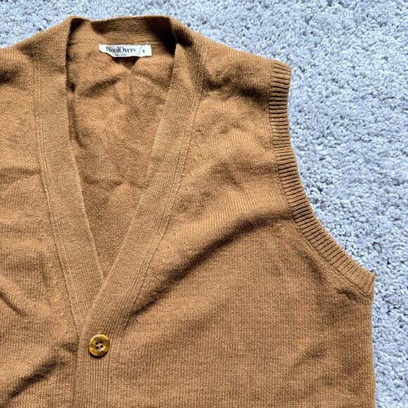 WoolOvers Sweater Lambswool Womens Size Small Vest Mustard Yellow Button Front - Picture 3 of 8
